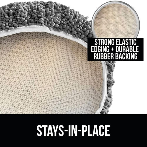 GORILLA GRIP Chenille Bath Rug Set - Gray Bath Rug (24x17) & Toilet Lid Cover (17.5x15) - Machine Washable