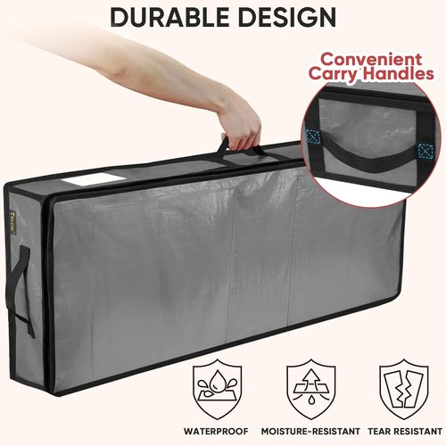 BALEINE Soft Christmas Wrapping Paper Storage Bag - 40" Durable PE with Flexible Partitions & Pockets (Grey)