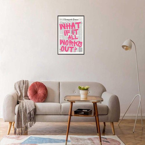 Drimiler Retro Pink Font Poster - Positive Affirming Quote Canvas Wall Art | 24x36in Framed Minimalist Decor