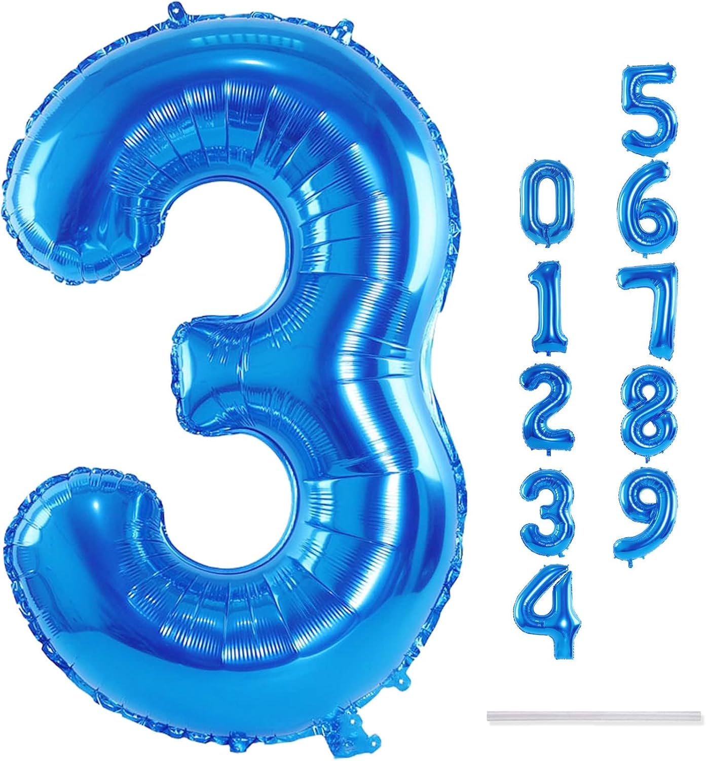 Skiennix Large Blue Foil Number 3 Balloon - 40 Inch Helium Balloon for Birthday & Graduation Celebrations