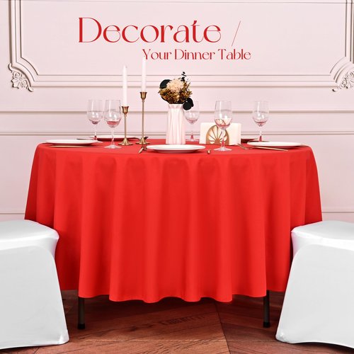 12 Pack Red Round Tablecloth 90 inch Round Table Cloth Polyester Red Tablecloths for Round Tables Waterproof Stain Resistant Washable Round Table Cover in Bulk for Wedding Party Buffet Camping