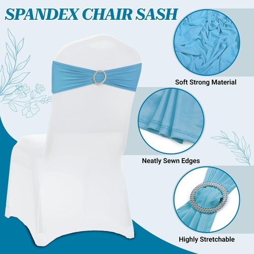 MDS Spandex Chair Sashes - Universal Fit Elastic Stretch Bands with Buckle for Weddings | 250 Pack - Blue