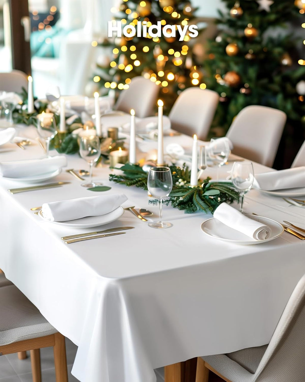 Pureegg Disposable Plastic Tablecloths - 10 Pack, 54 x 156 Inch, Leakproof & Sturdy for Parties, Picnics, Weddings - White