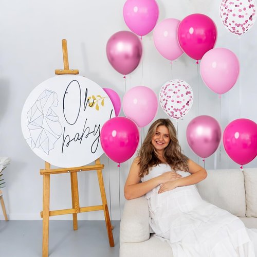 68Pcs Pink Balloons Kit - 12 Inch Metallic & Confetti Balloons | Perfect for Birthday, Wedding & Baby Showers