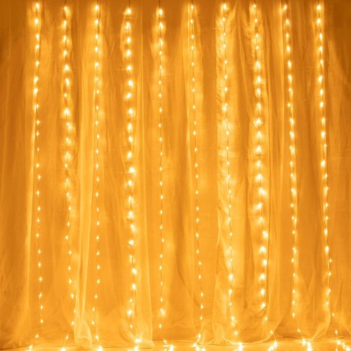 AWQ 300 LED Window Curtain String Lights - 8 Modes for Indoor/Outdoor Decor | 6.6ft x 9.8ft Warm White