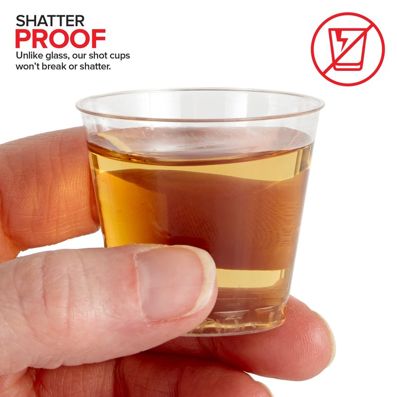 Stock Your Home 250 Pack Mini Plastic Shot Glasses (1oz) Clear Disposable Cups for Jello Shots, Wine Tasting, Liquor, Whiskey, Pudding, Sample Cup for Halloween and Elegant Parties