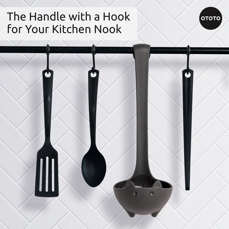 OTOTO Katie Cat Soup Ladle - Halloween Gifts Black Cat, Gothic Gifts, Gifts for Cat Lovers - Spooky Cat Gift, Cute Kitchen Accessories, Fun Gifts (Katie Cat, Black)