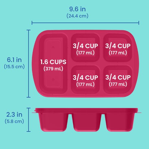 Bentgo Easyboxes - Reusable 5-Compartment Food Containers, Stackable 8-Piece Set, 4 Trays & 4 Lids, BPA-Free Food Storage for Meal Prep, School, & Work; Lunch Boxes w/Patented Design (Jewel Brights)
