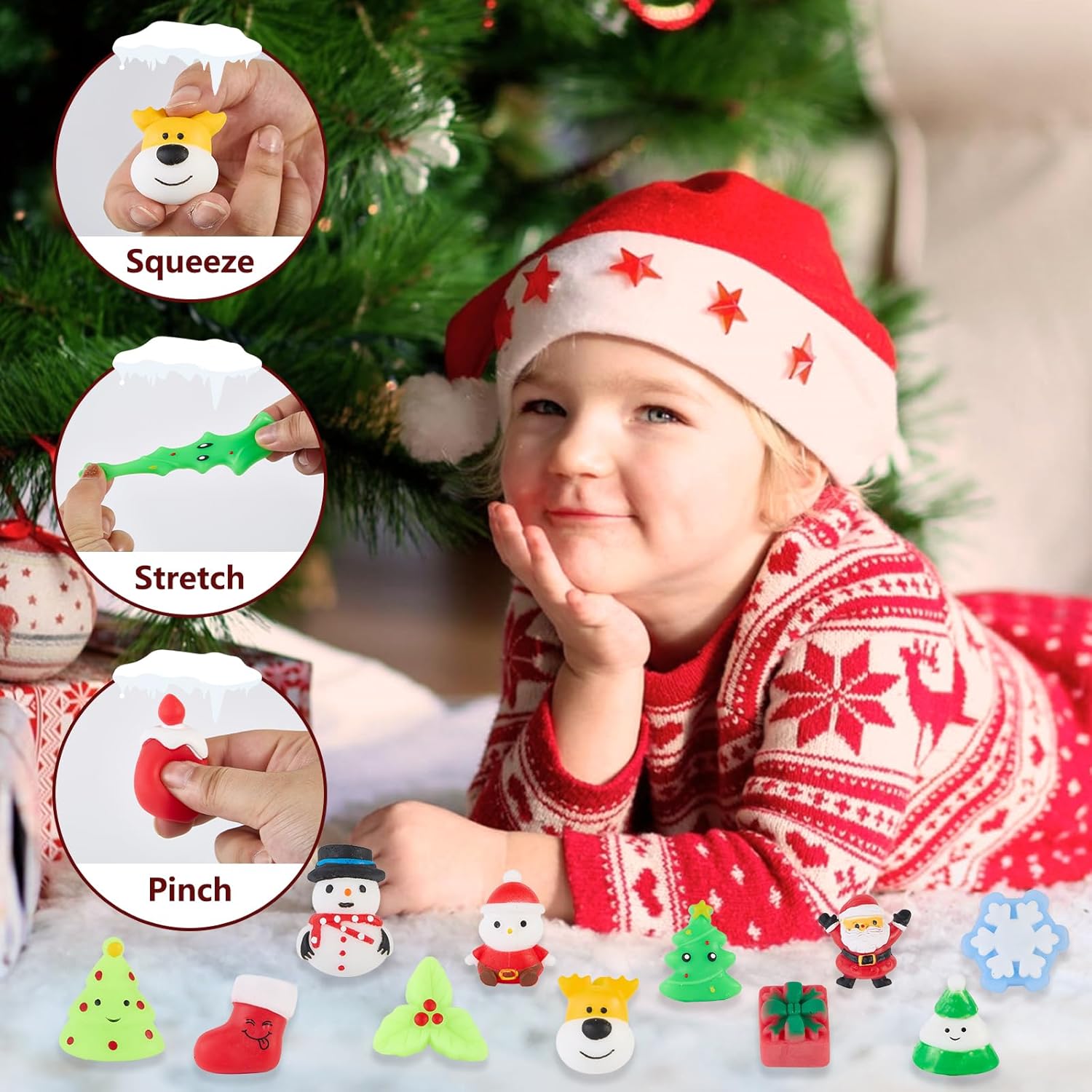 Skiennix Christmas Advent Calendar 2025 - 24 Cute Mochi Squishies for Kids | Perfect Stocking Stuffers