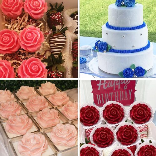 8 PCS Blooming Rose Flower Silicone Molds - Chocolate & Candy Mold, Wedding Cake Decorating Tools, Fondant Sugarcraft Cake Molds