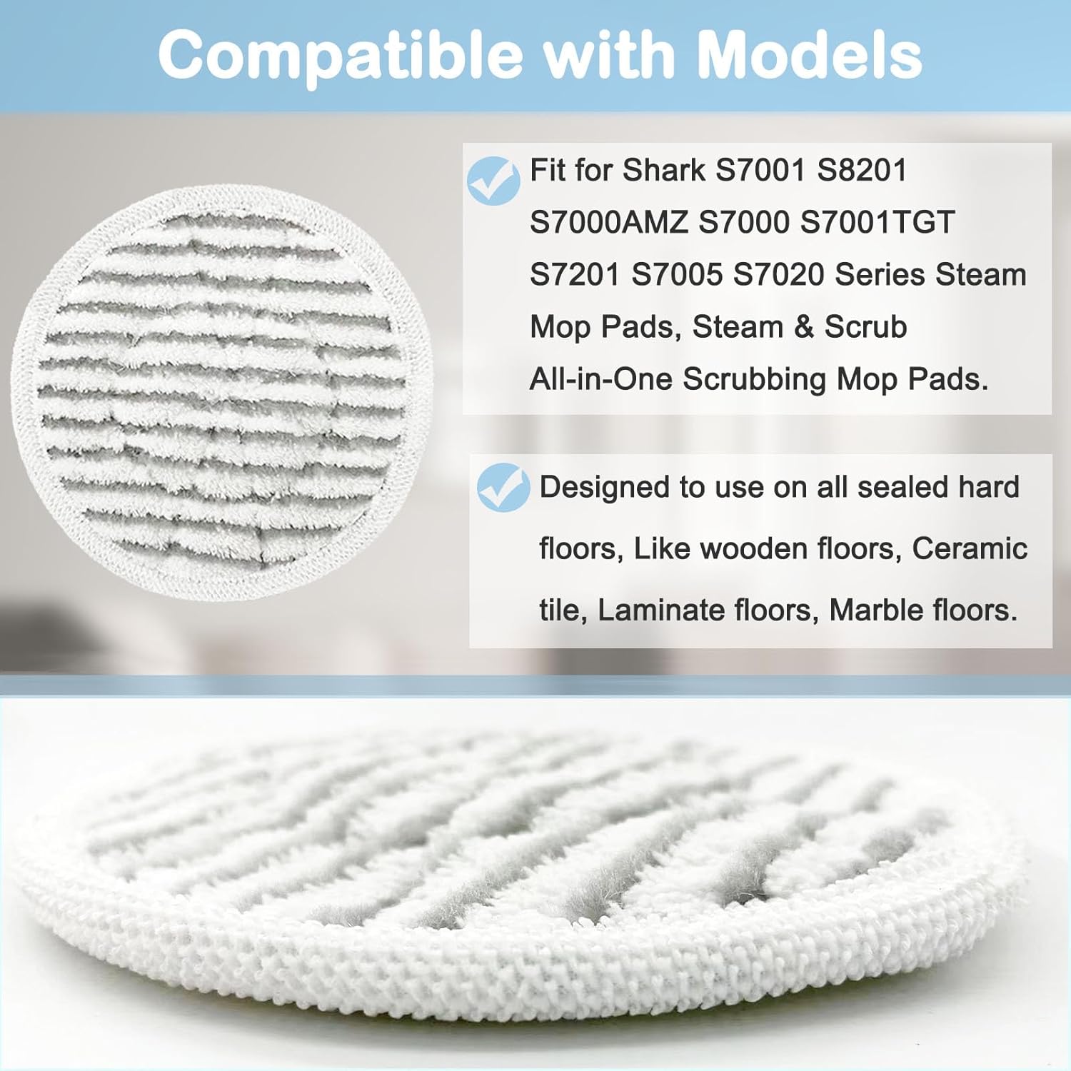 Skiennix Steam Mop Pads - 14 Pack Replacement for Shark S7001/S8201/S7201 | All-in-One Scrubbing Solution