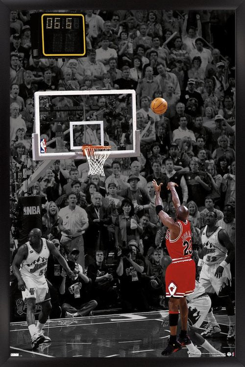 Michael Jordan - The Shot Wall Poster, 22.4L" x 14.7W", Black Framed Version