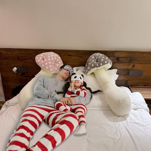 Hofun4U Mushroom Plush Pillow - 39 inch Mushroom Shaped Stuffed Long Pillow - Mushroom Stuffed Pillow - Christmas Birthday Sofa Home Decoration (Pink)