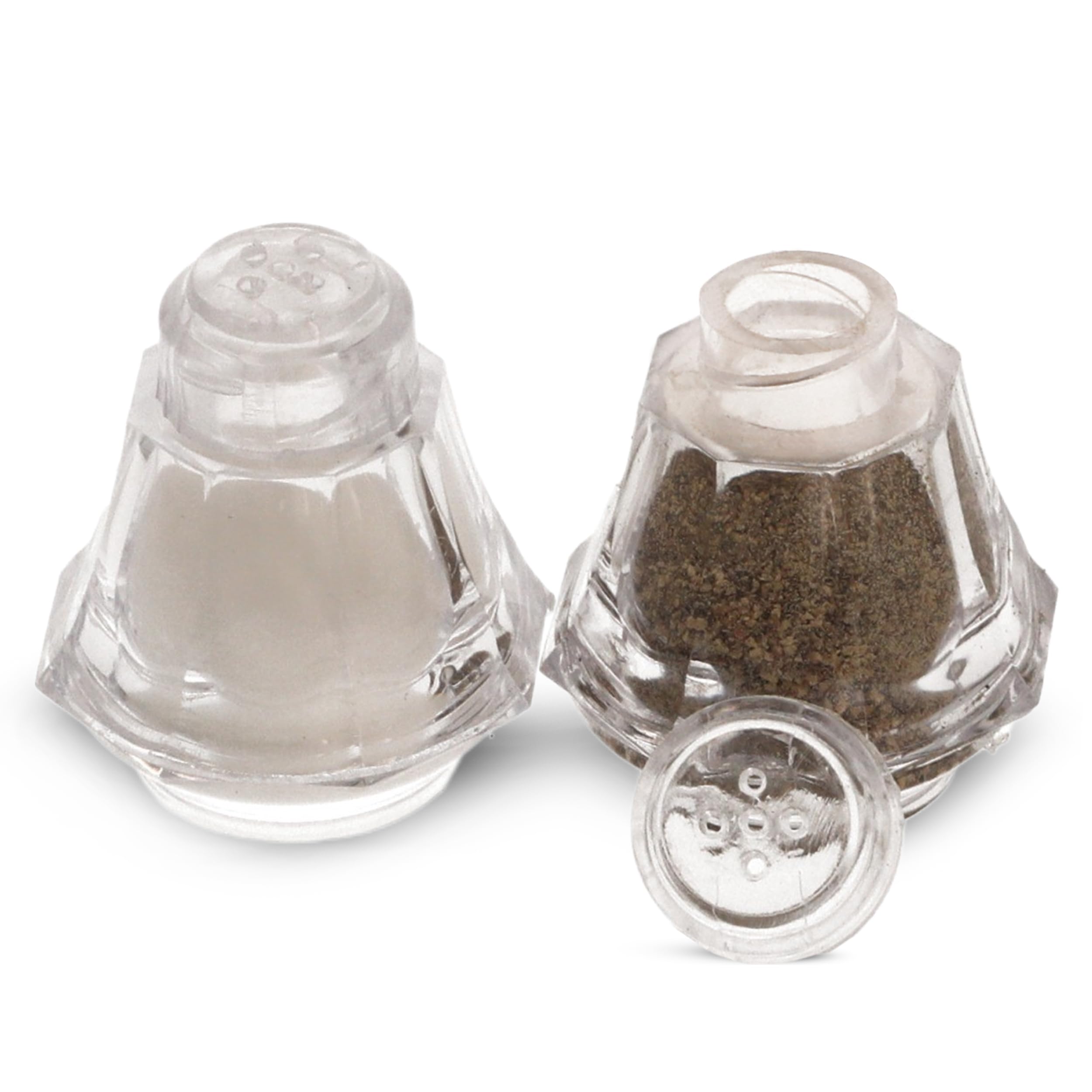 Crafts Central Plastic Mini Salt and Pepper Shakers For Party’s, Restaurants and Wedding’s - 24 Pcs (Clear)