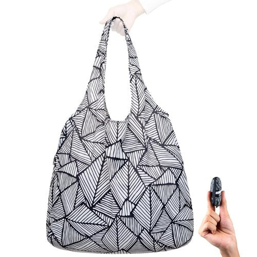 Nanobag Ultralight Heavy Duty Foldable Tote for Women & Men, Reusable Grocery & Travel Bag, Packable Collapsible Compact Market Essential (XL Sketch)