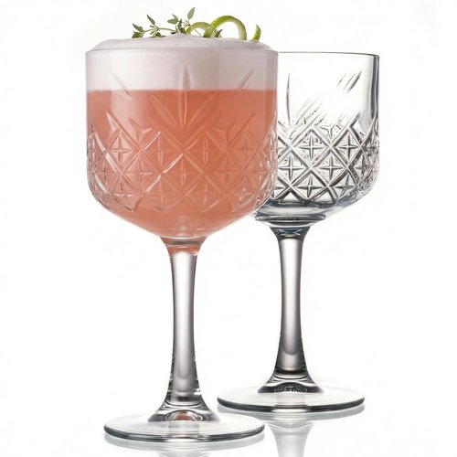 Extra Large Vintage Coupe Glass Set of 2, Crystal Design Cocktail Glasses, Long Stem Martini Margarita Champagne Wine Goblet, Elegant Barware for Home & Parties (16.9oz/500ml) (Queen Set of 2)