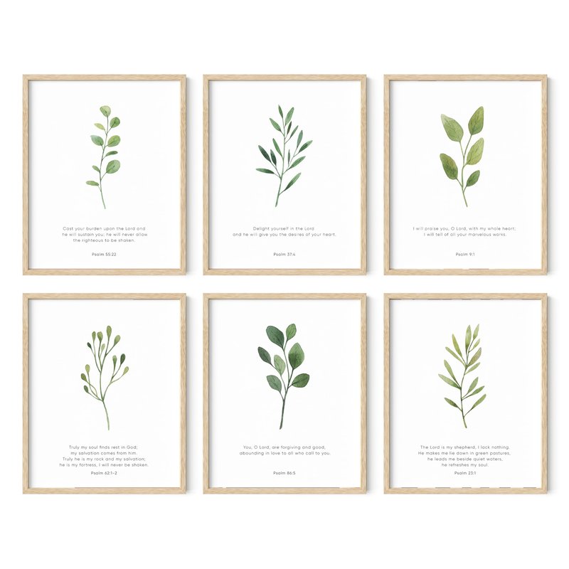 HAUS AND HUES Bible Verses Wall Decor – Set of 6 Christian Scripture Prints, Inspirational Bible Art, Bible Verse Wall Art, Religious Scripture Posters (Beige Frame, 8x10)