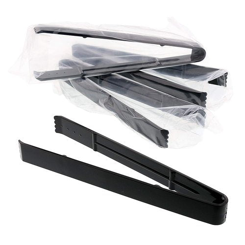 AmerCare 9 Inch Heavy Weight Black Polystyrene Tongs, Individually Wrapped, Case of 48
