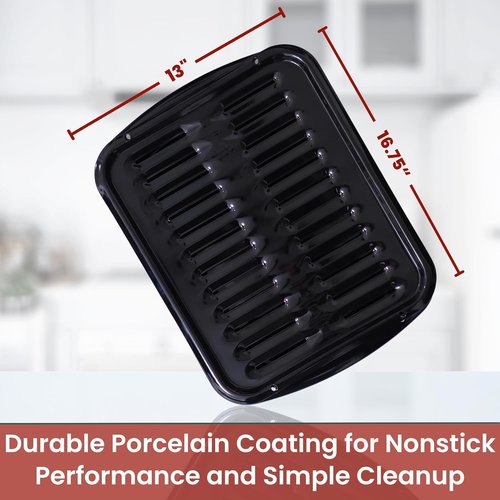 Broiler Pan for Oven by [Brand Name] - Nonstick Ceramic Coated 16.75” x 13” | Heavy Duty Heat Resistant Up to 550°F