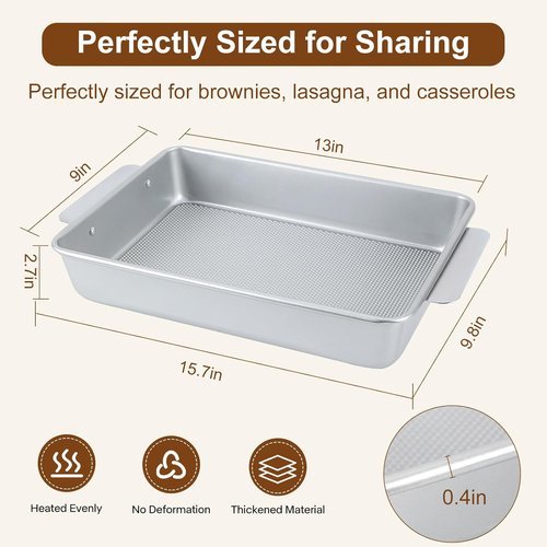 Commercial Grade 9x13 Baking Pan by [Brand Name] - Heavy-Gauge Nonstick Cake Sheet | Warp-Resistant Silver