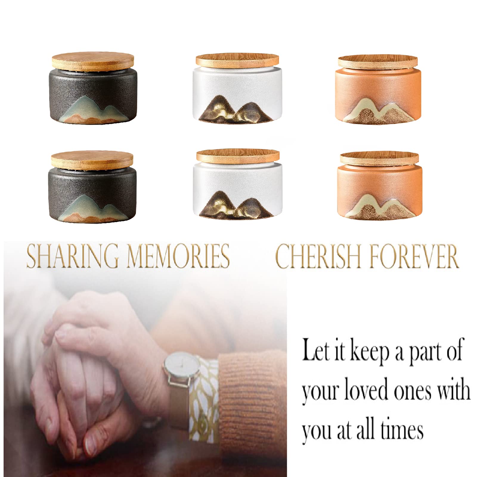 NS Online Small urns Set for 6-2 inches Ceramic Decorative Keepsake Urns 6 Piece, Capacity 8 Cubic inches Memorial urns for Humans, Pets - Honor Your Loved One Lost