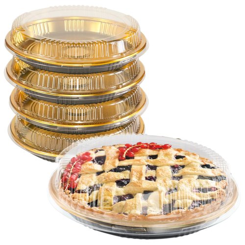 Tamnjvrr 5 Pcs Disposable Pie Carrier with Clear Lid Round Cake Cupcake Container for Pies Cake Slice Candy Pizza Salads Meal Prep (11 Inch)