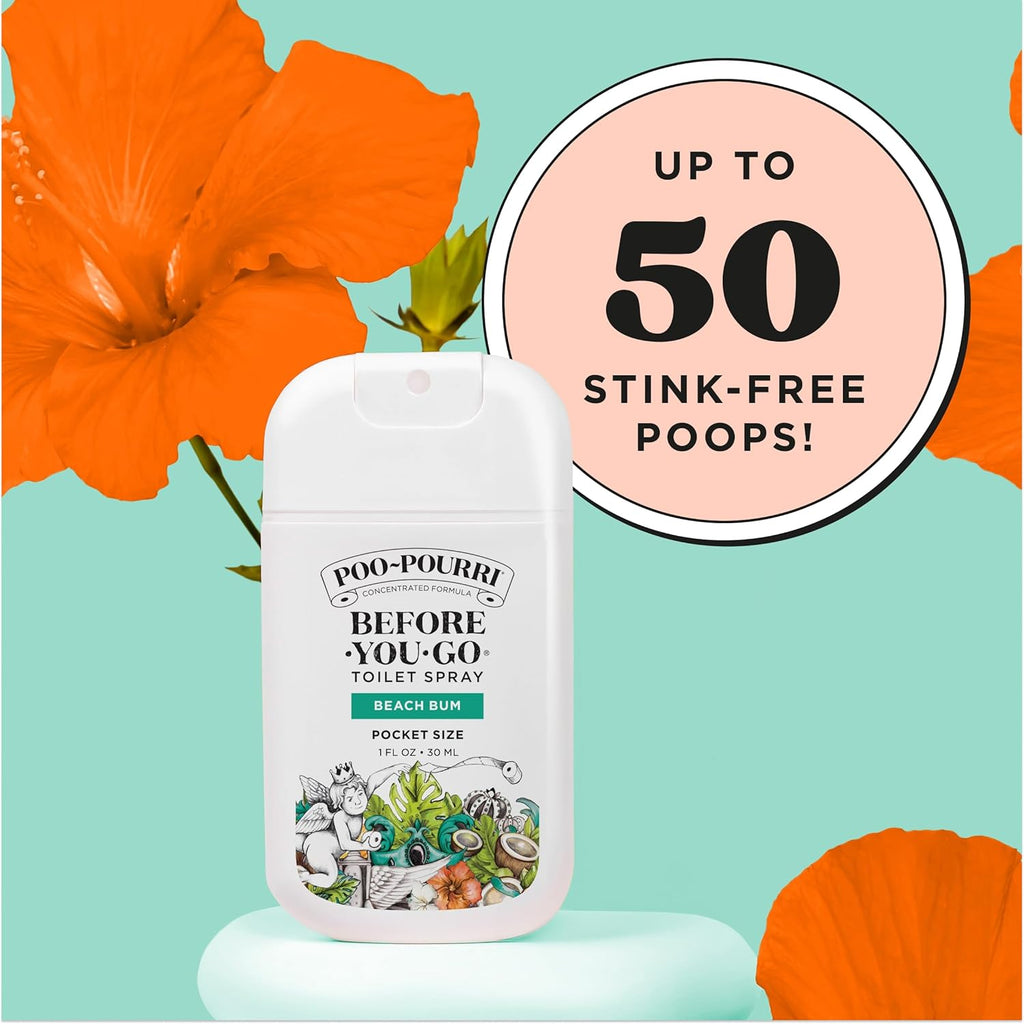 Poo-Pourri Pocket Toilet Spray - Beach Bum Scent, 1 Fl Oz | Travel-Size Odor Deodorizer, TSA Approved