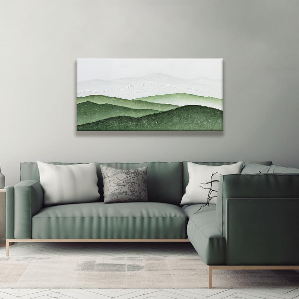 TAIJXAGSG Wall Art For Bedroom Office Decor Abstract Green White Wall Art Painting Canvas Art Wall Decor Prints Ready To Hang Bathroom Pictures Home Artwork 20 × 40 Inch