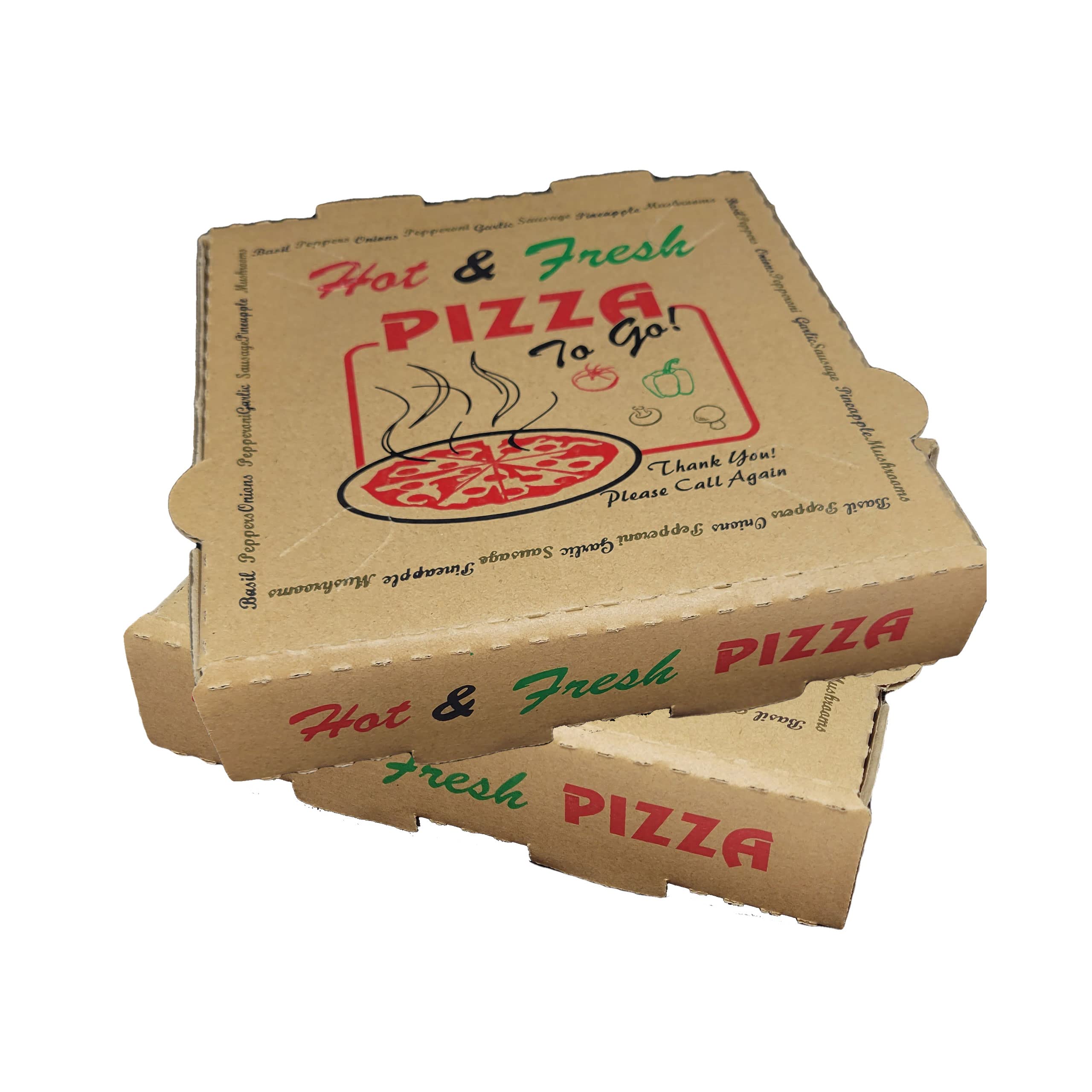 DHG PROFESSIONAL 50 Pack Pizza Box 4 Color Print Hot & Fresh Pizza Brown Color (10" x 10")