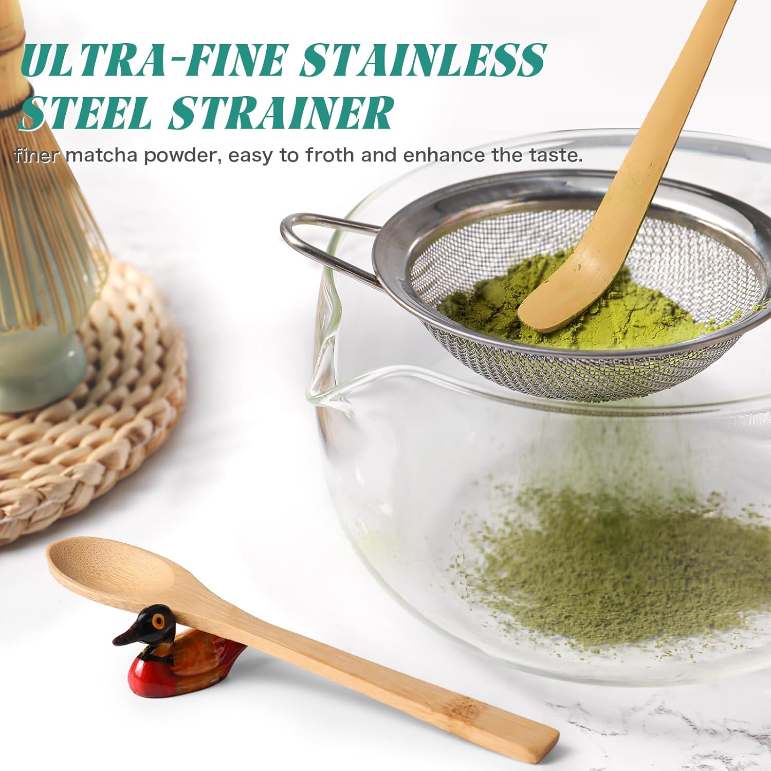 Skiennix Matcha Whisk Set - Complete 6-Piece Kit with Bamboo Whisk, Ceramic Holder & Accessories