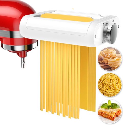 Pasta Maker 3-in-1 Attachment for KitchenAid Stand Mixers, Including Fettuccine and Spaghetti Cutter, Pasta Sheet Roller, Pasta Maker Accessories and Cleaning Brush