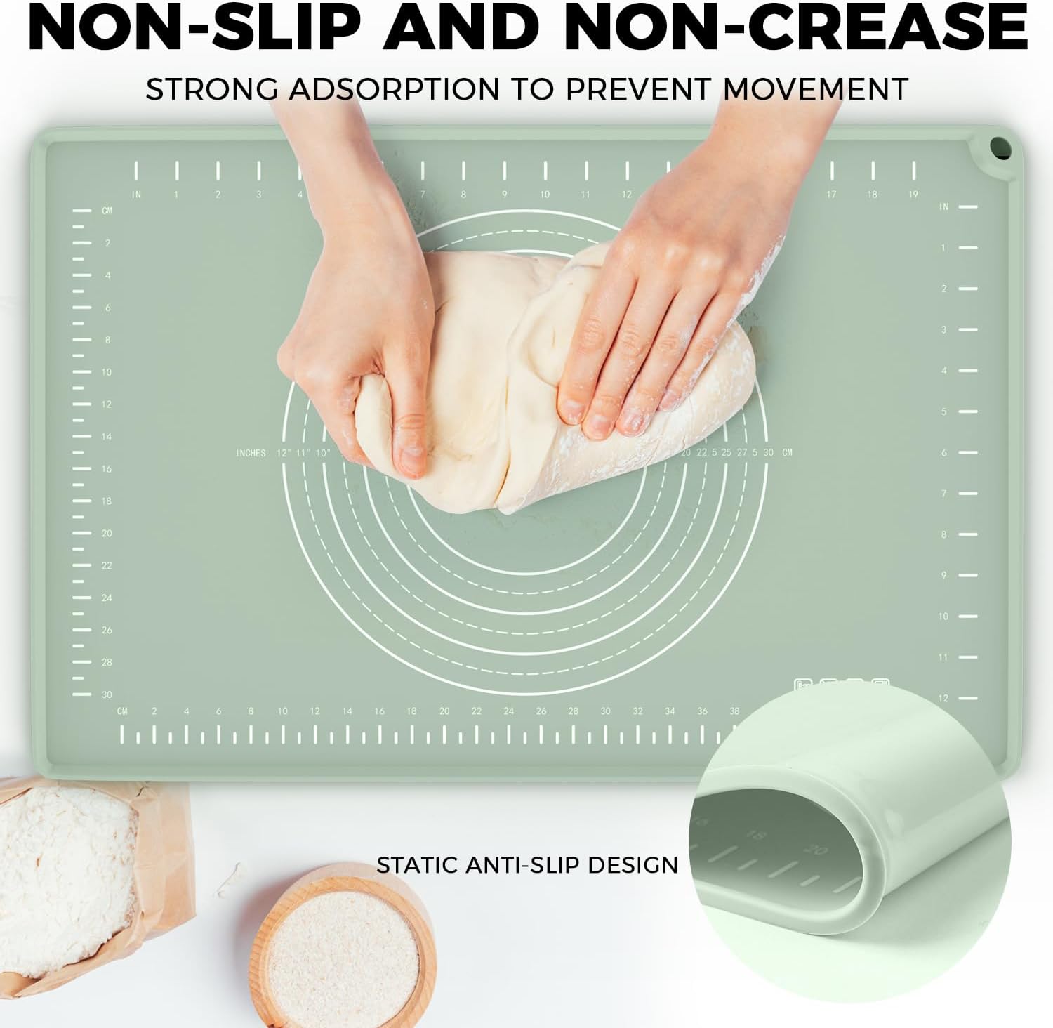 Silicone Baking Mat by [Brand Name] - Extra Thick Non-Stick Dough Rolling Mat 28" x 20" with Measurements