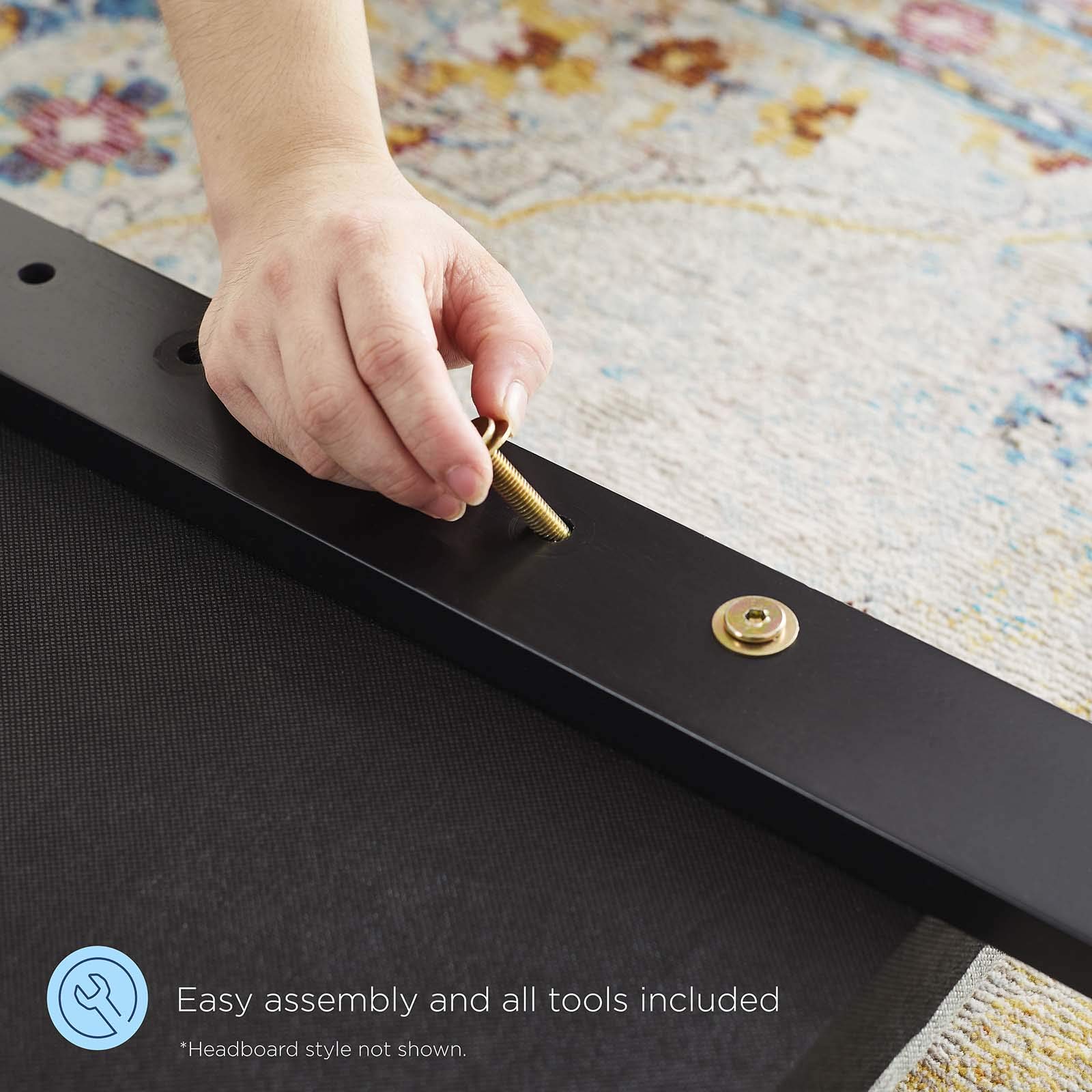 Modway MOD-6217-BLK Robbie Full Wood Headboard, Black