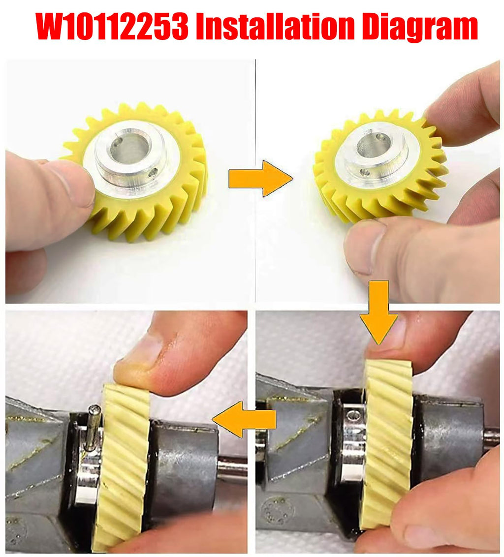 (4/Pack) W10380496 Carbon Brushes & W10112253 Mixer Worm Gear Replacement For Whirlpool & Kitchenaid Mixers Parts Number 4162897 4169830 AP4295669