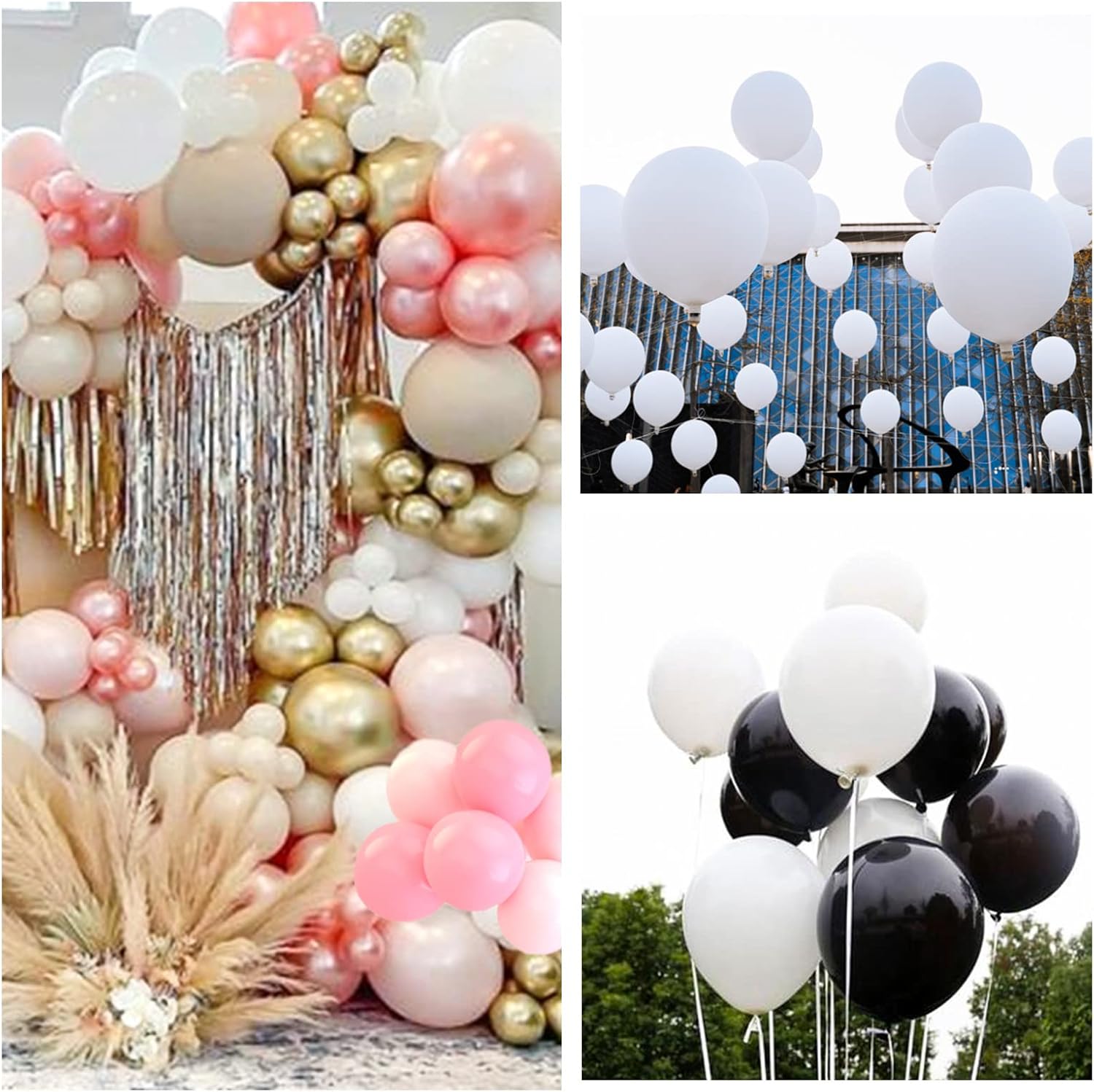 Skiennix 12-Inch White Latex Balloons - 110 Pack for Wedding & Bridal Shower Decorations | Includes 2 Ribbons