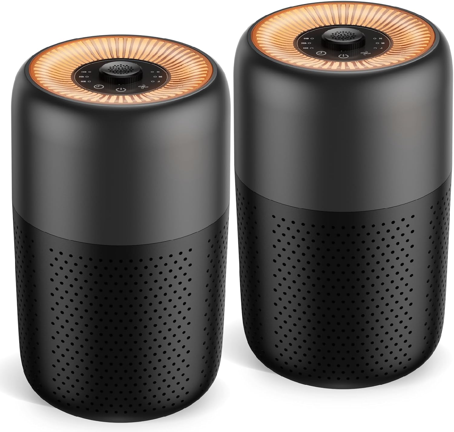 YARIKI Air Purifiers - 2 Pack for Bedroom & Home | Aromatherapy, Nightlight, Low Noise (Black)