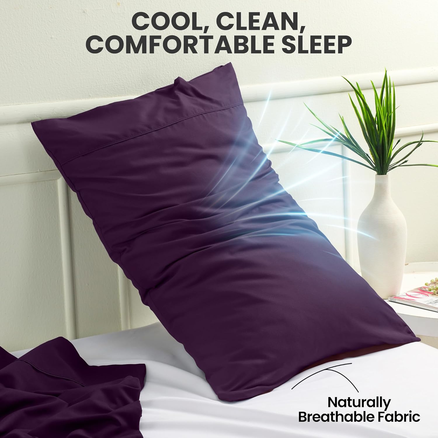 Utopia Bedding Queen Pillow Cases - Soft Brushed Microfiber - 2 Pack, Fade Resistant | 20 x 30 Inches, Purple