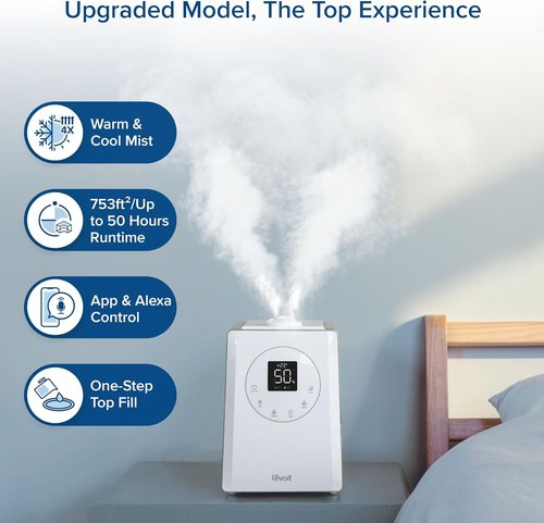 Levoit LV600S Smart Humidifier - Warm & Cool Mist for Large Rooms | 6L Capacity, App & Voice Control, Quiet Sleep Mode