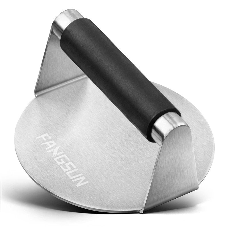 FANGSUN Smashed Burger Press Kit, Stainless Steel Burger Smasher, Grill Spatula and Spice Shaker, Hamburger Press Tool for Flat Top Grill, Griddle Accessories Kit for Outdoor Cooking, Grilling Gift