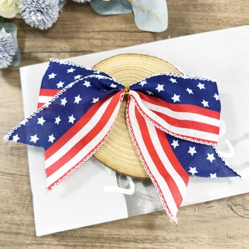 American Flag Bows | 12 PCS Red, White & Blue Patriotic 6" Bows for 4th of July & Memorial Day Decor