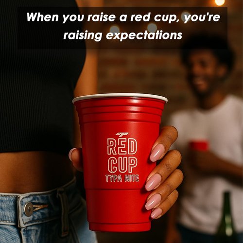 Caresha Please Red Cup Typa Nite, Disposable Plastic Party Cups, Drinking Glasses for Events, Cocktail Supplies, Red Cup for Gatherings, Durable Barware Essentials (10-Pack)