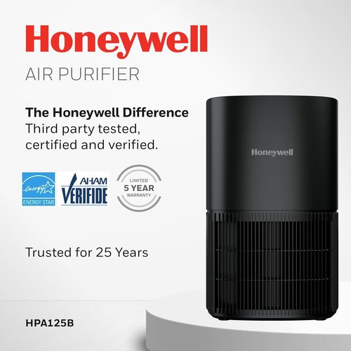 Honeywell Allergen Plus HEPA Air Purifier - Compact Design for Small Rooms, 530 Ft² Coverage, Auto Mode, Black