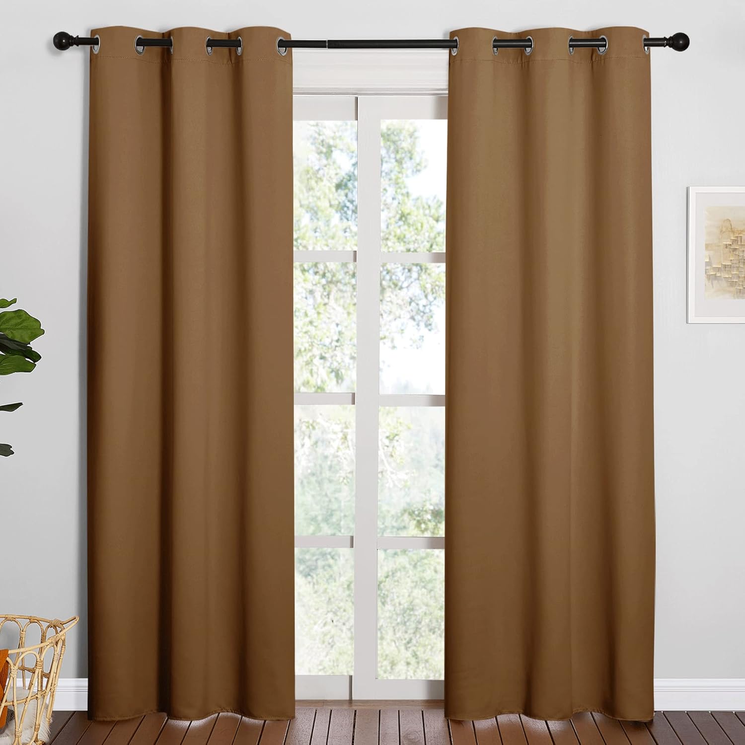 NICETOWN Blackout Curtains - Noise Reducing & Draft Blocking | 84-Inch Length, Gold Brown (2 Panels)
