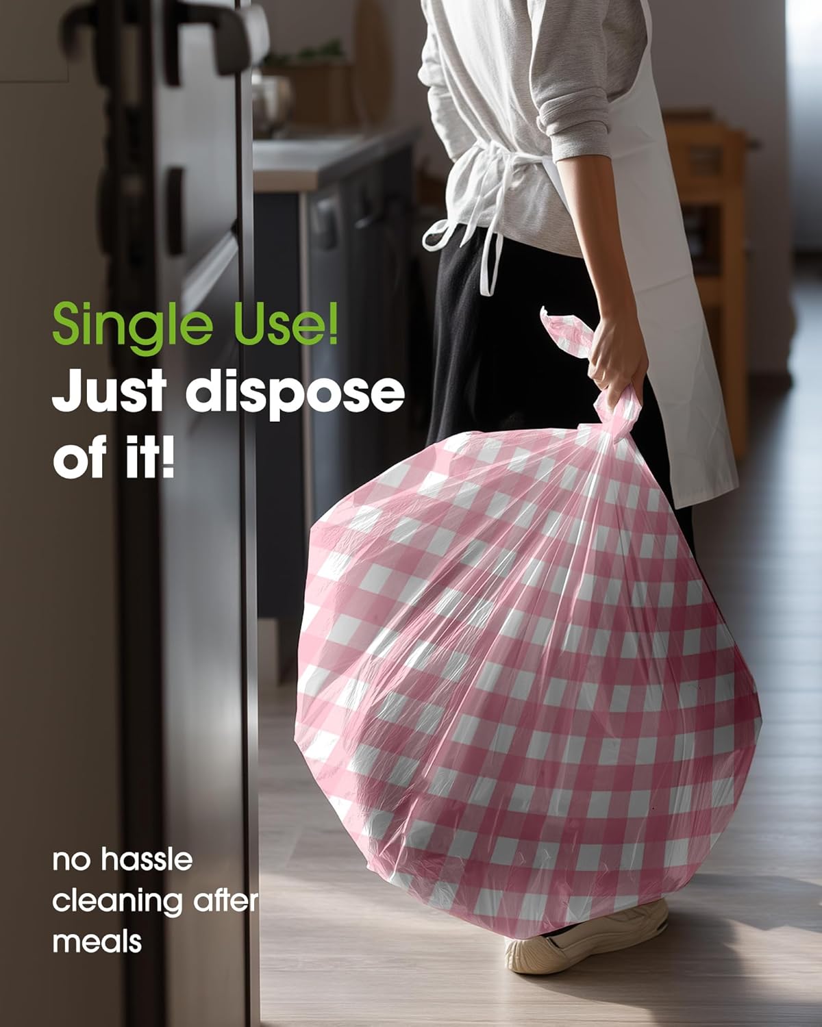Pureegg Disposable Table Cloths - 10 Pack, 54 x 108 Inch, Sturdy Pink Gingham for Parties & Picnics