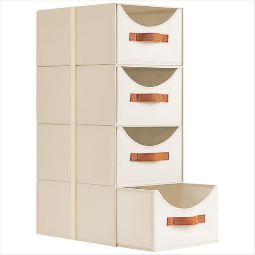 Homsorout Stackable Storage Drawers - Collapsible 4-Pack Fabric Organizers for Closet & Bedroom | Beige