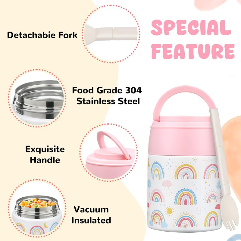 Zenvory 10oz Soup Thermo for Hot Food Kids Insulated Food Jar Container with Spoon Width Mouth Stainless Steel Leak Proof Thermo Lunch Box for School Travel