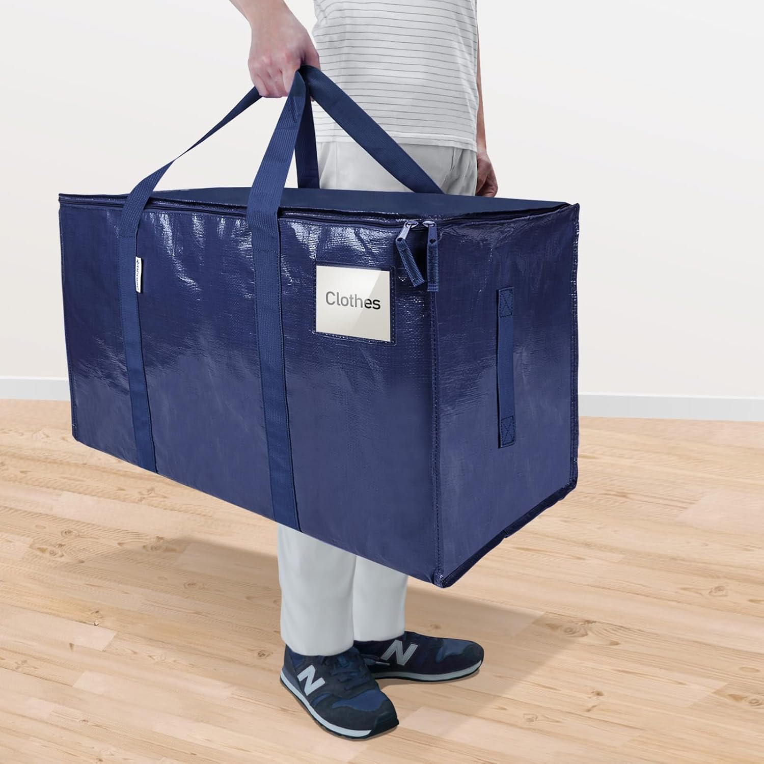 TICONN Extra Large Moving Bags - Heavy Duty Storage with Zippers & Handles | 4 Pack, Navy