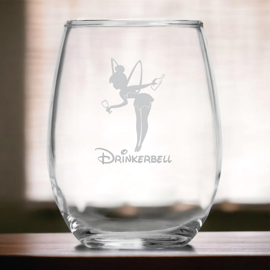 Drinkerbell (15 oz) Tinkerbell Fairy Wine Lovers Gifts - Funny Gag Birthday - Movie Themed Gifts - 21st Birthday- Pixie Dust - Peter Pan Fan - Gift for Her - Mom or Sister