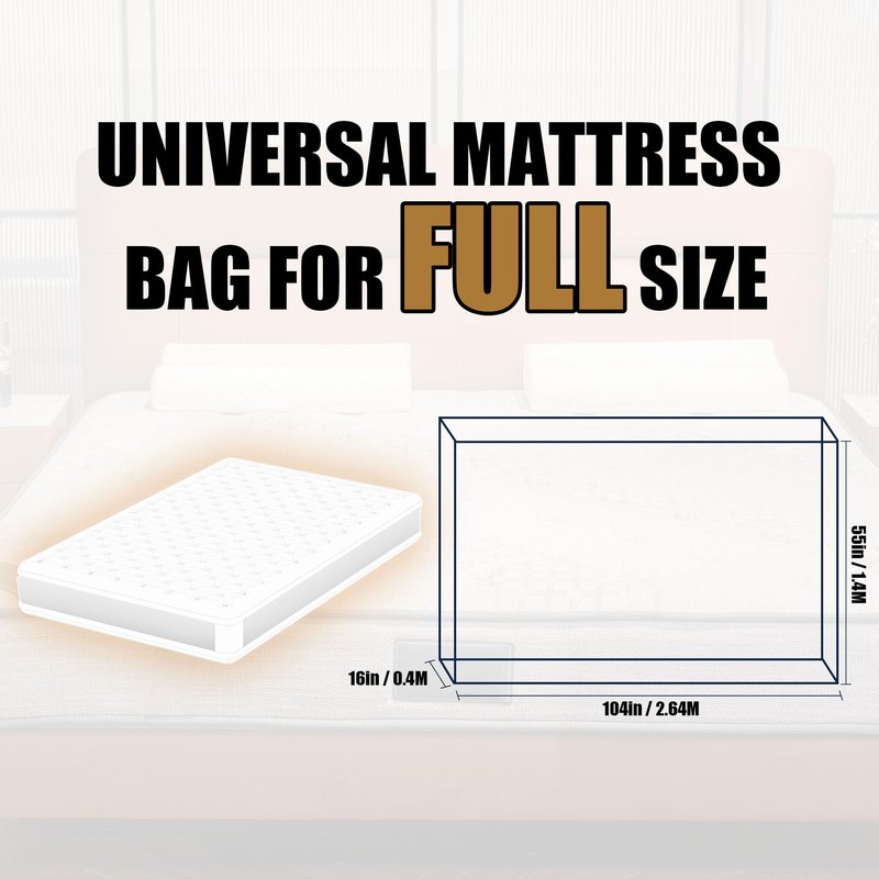 2PK Plastic Mattress Bag for Disposal Moving or Storage - Full Size (1.5Mil), Waterproof Mattress Covers for Moving Supplies
