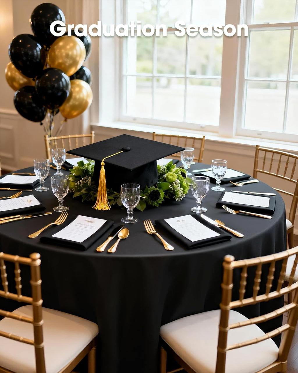 Pureegg Disposable Plastic Table Cloths - 84'' Round, Leakproof & Sturdy for Halloween Parties | 10 Pack, Black